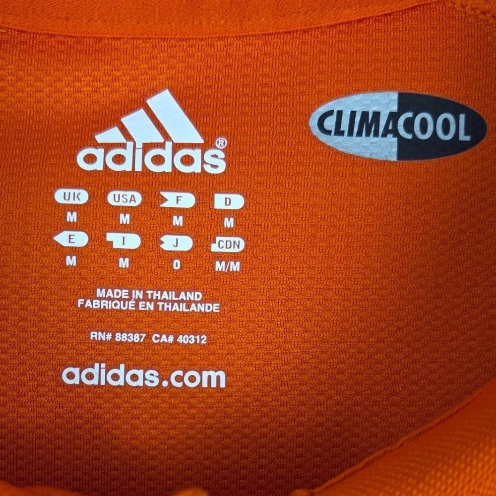 Adidas Golf Polo Shirt Mens Medium Orange 3-Stripes Short Sleeve ClimaCool‎